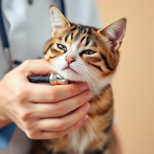 Vet examining a cat